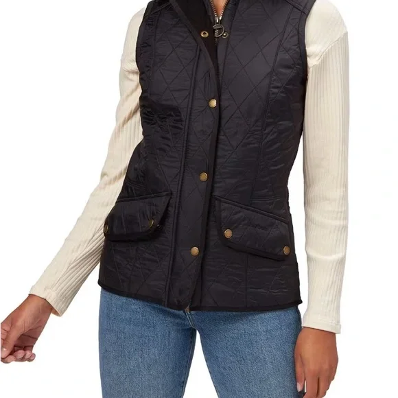 Barbour Black Quilted Vest with Diamond Pattern - Picture 7 of 7